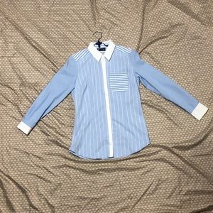 NWT NY&C XS Blue & White Button Down
